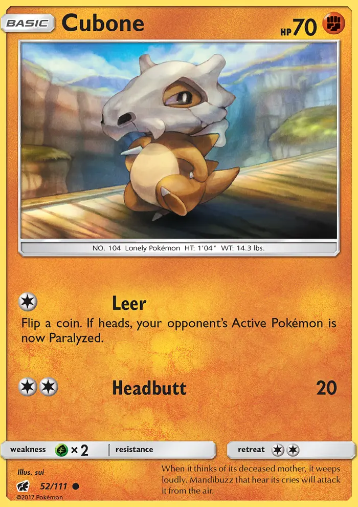 Cubone Common Pokemon card #52 from Crimson Invasion