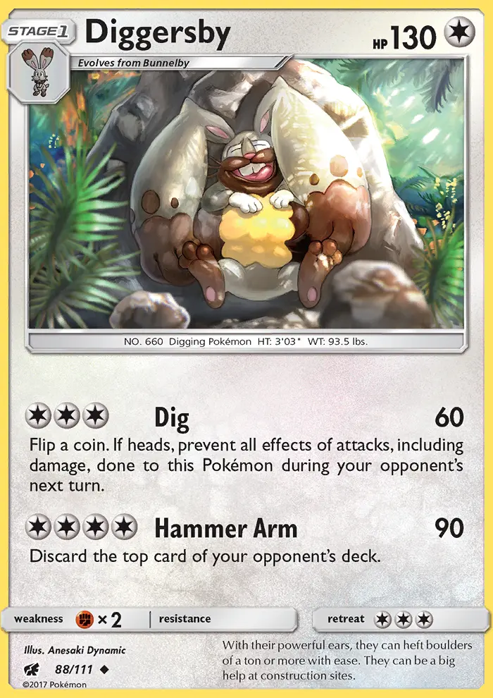 Diggersby Uncommon Pokemon card #88 from Crimson Invasion