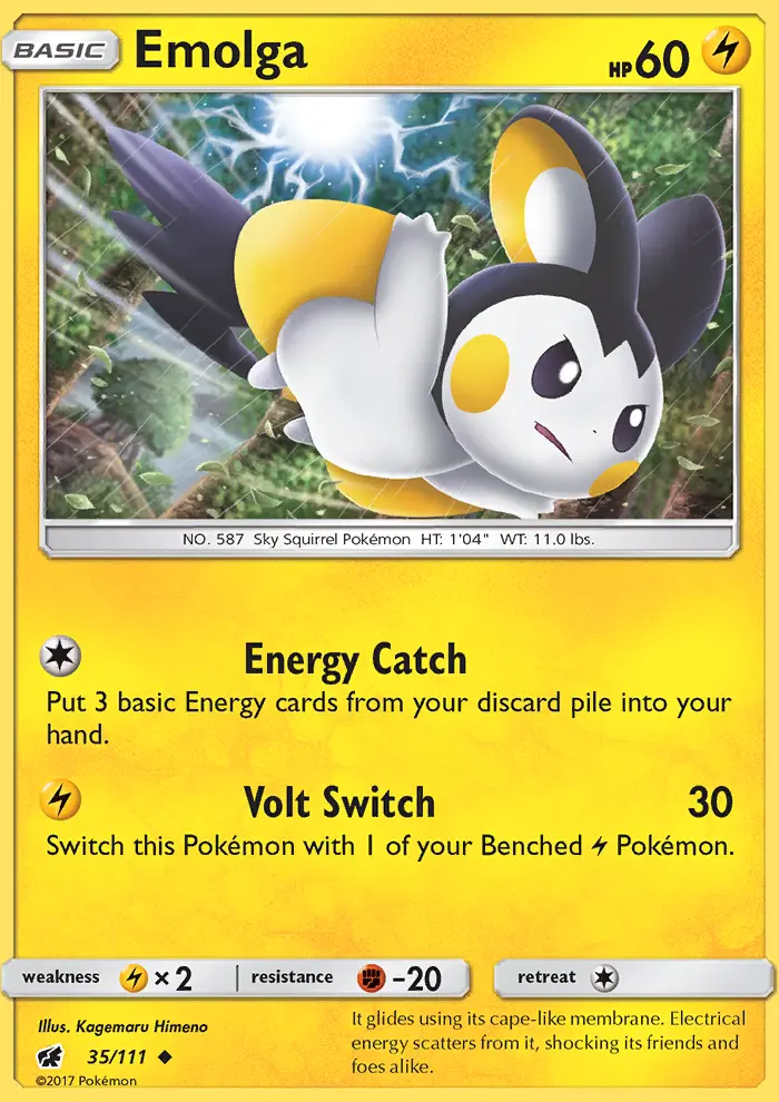 Emolga Uncommon Pokemon card #35 from Crimson Invasion
