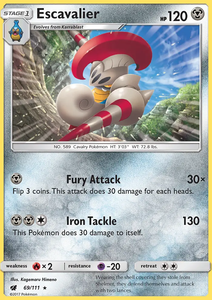 Escavalier Rare Pokemon card #69 from Crimson Invasion