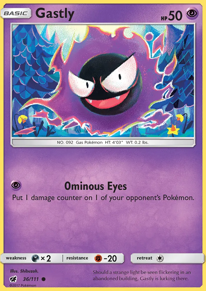 Gastly Common Pokemon card #36 from Crimson Invasion
