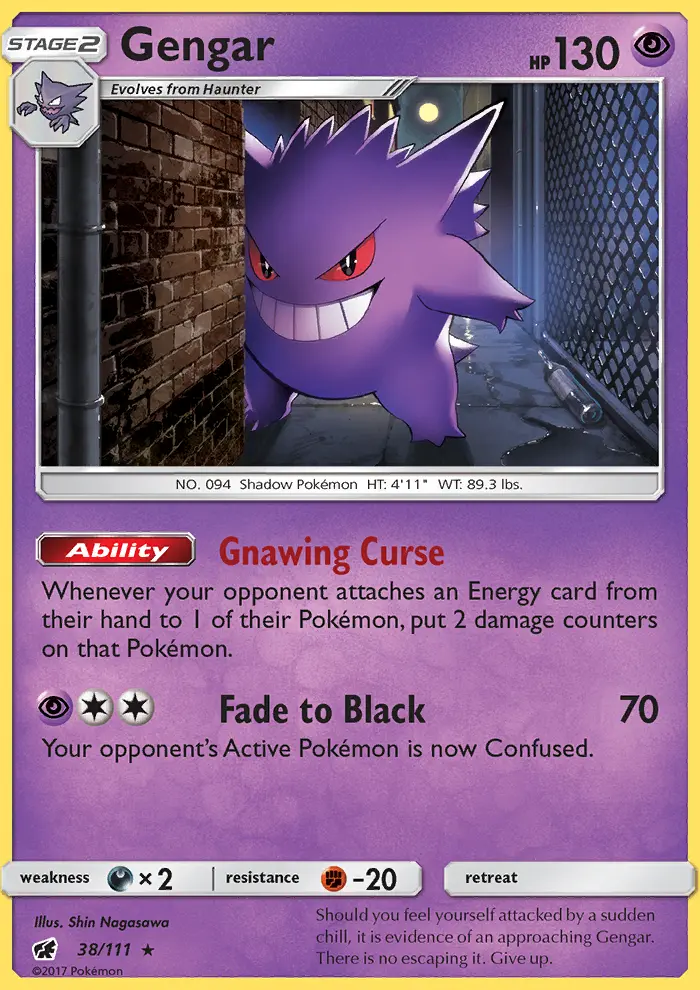 Gengar Rare Pokemon card #38 from Crimson Invasion
