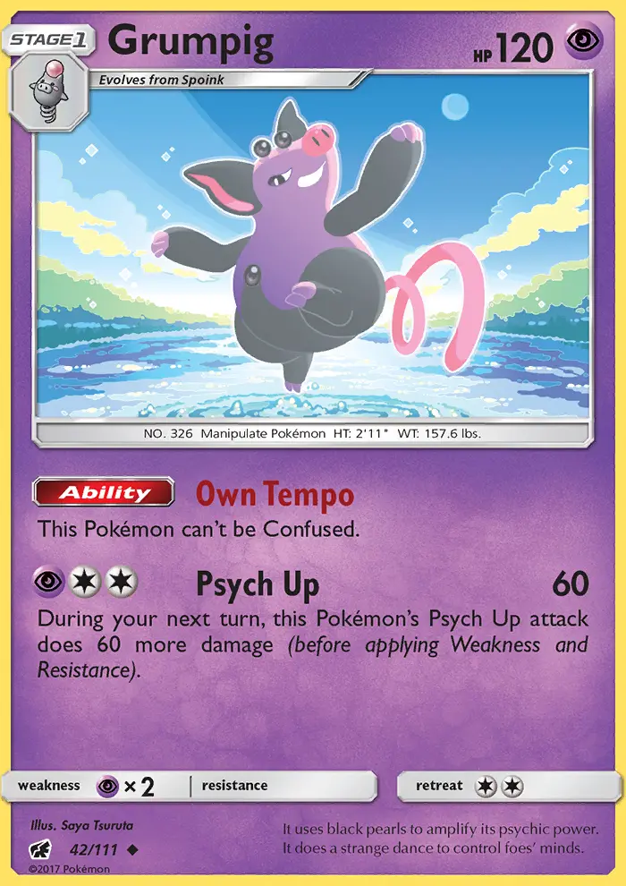 Grumpig Uncommon Pokemon card #42 from Crimson Invasion