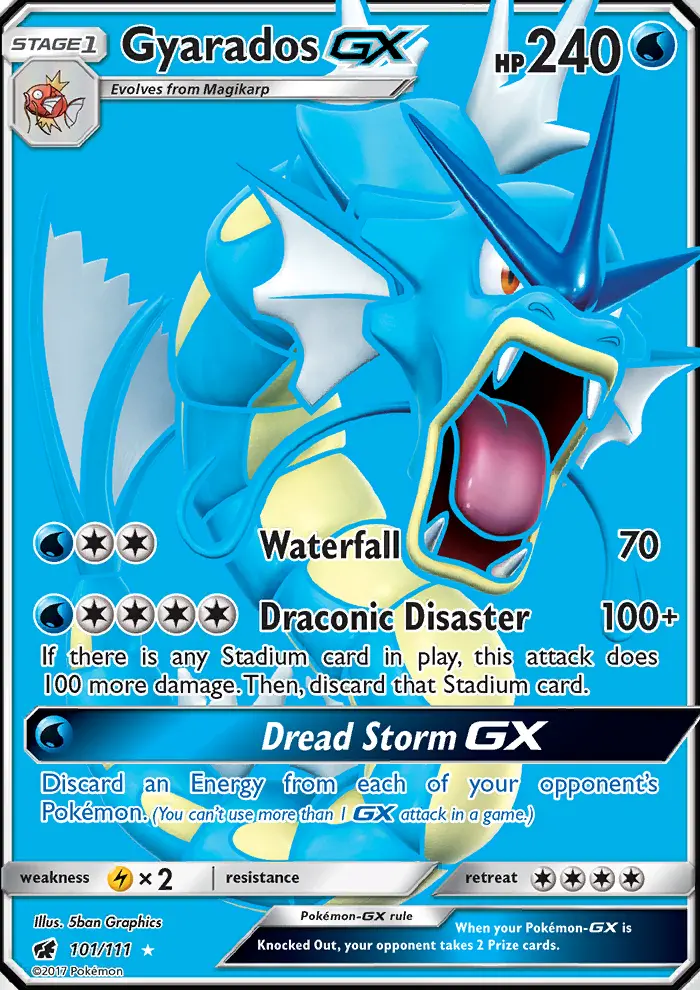 Gyarados GX Ultra Rare Pokemon card #101 from Crimson Invasion
