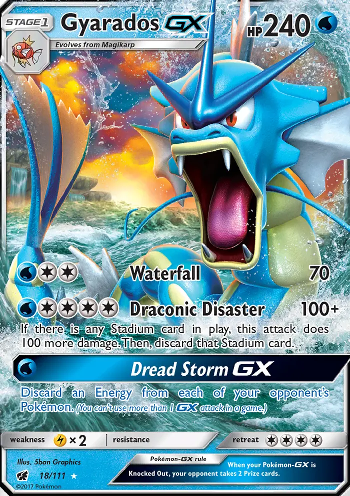 Gyarados GX Ultra Rare Pokemon card #18 from Crimson Invasion