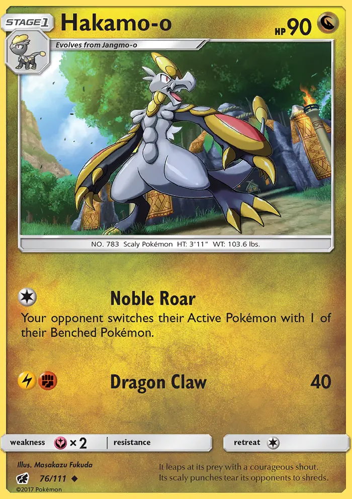 Hakamo-o Uncommon Pokemon card #76 from Crimson Invasion
