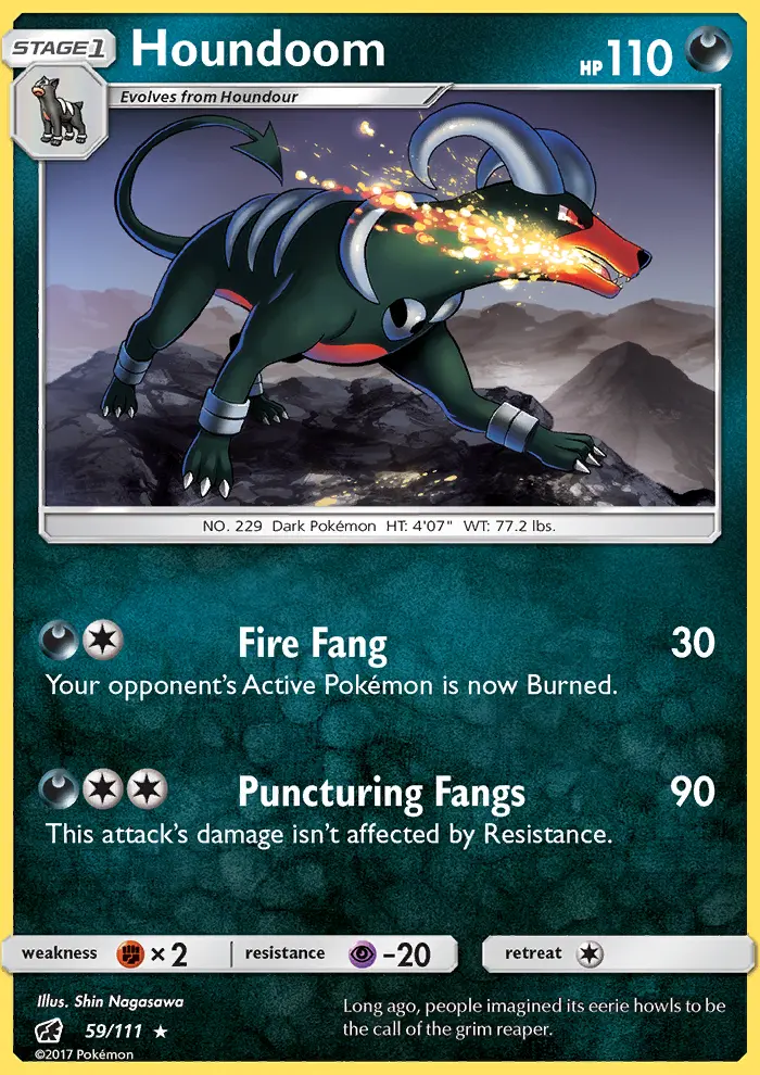 Houndoom Rare Pokemon card #59 from Crimson Invasion