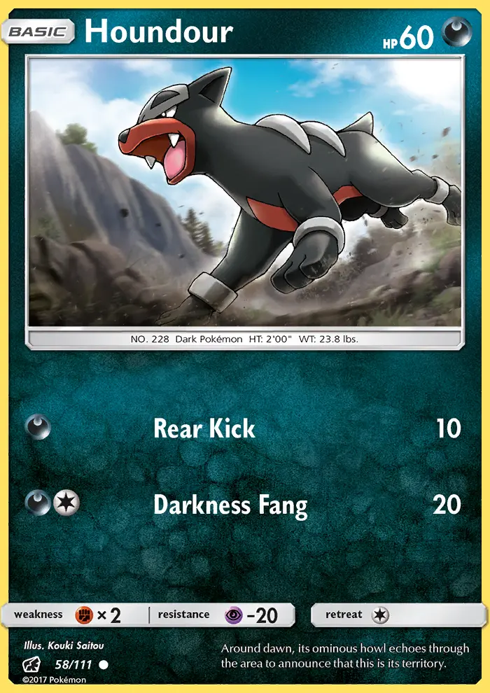 Houndour Common Pokemon card #58 from Crimson Invasion