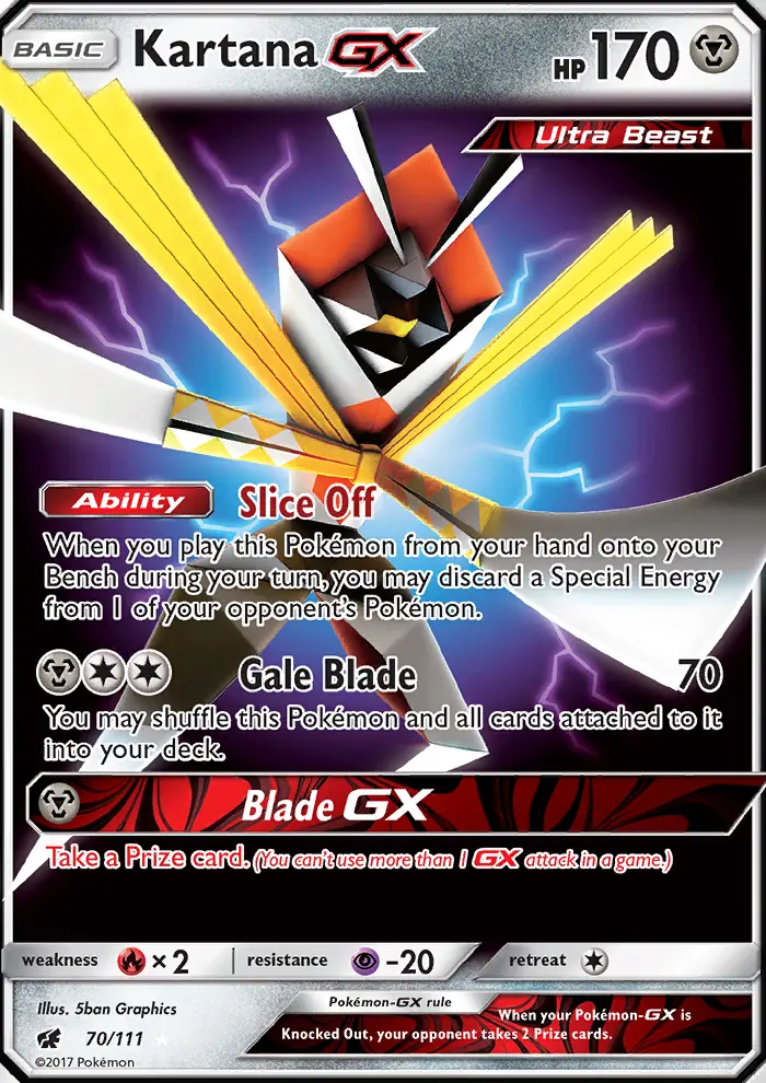 Kartana GX Ultra Rare Pokemon card #70 from Crimson Invasion