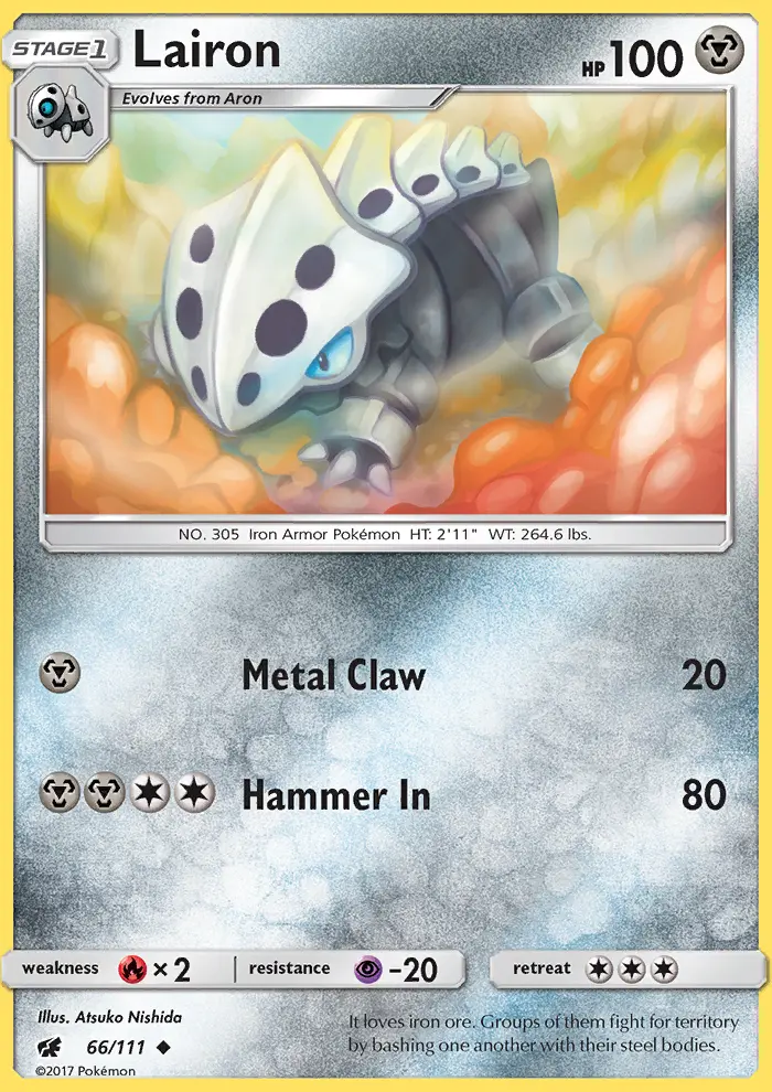 Lairon Uncommon Pokemon card #66 from Crimson Invasion