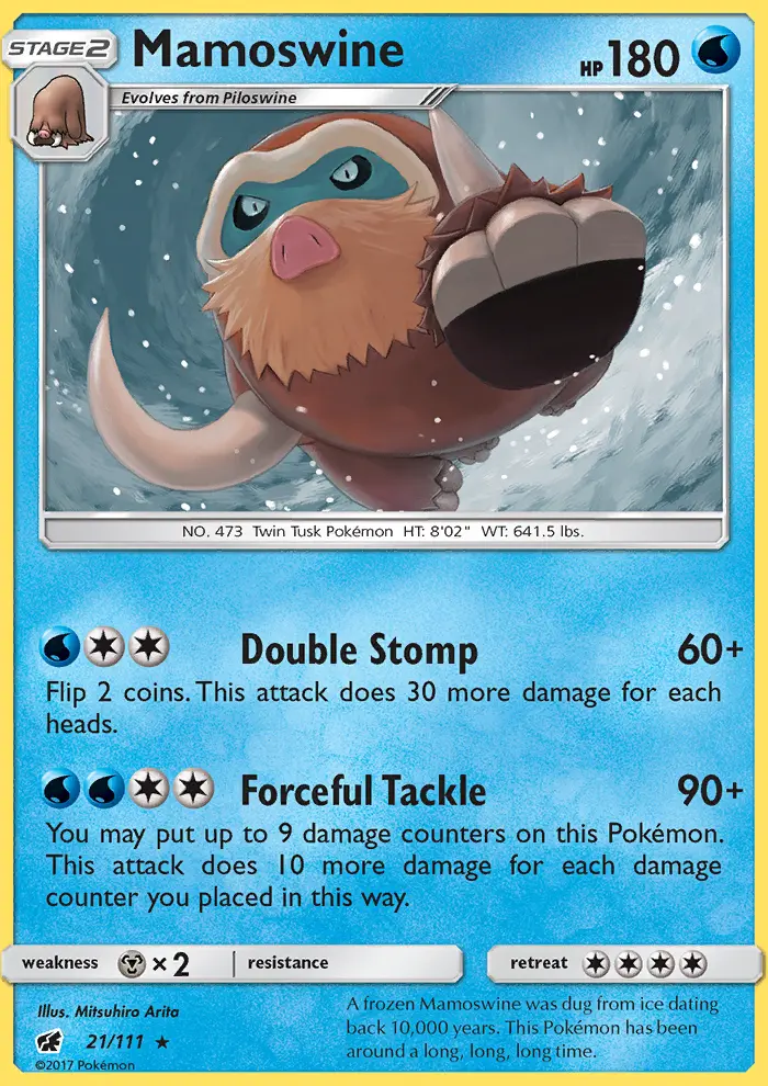 Mamoswine Rare Pokemon card #21 from Crimson Invasion