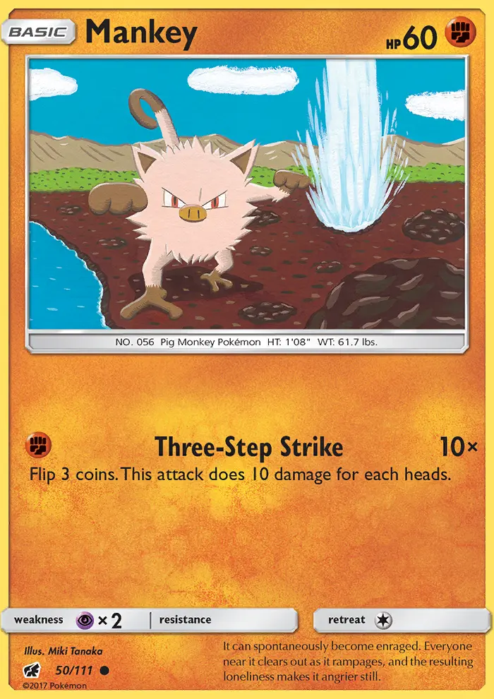 Mankey Common Pokemon card #50 from Crimson Invasion
