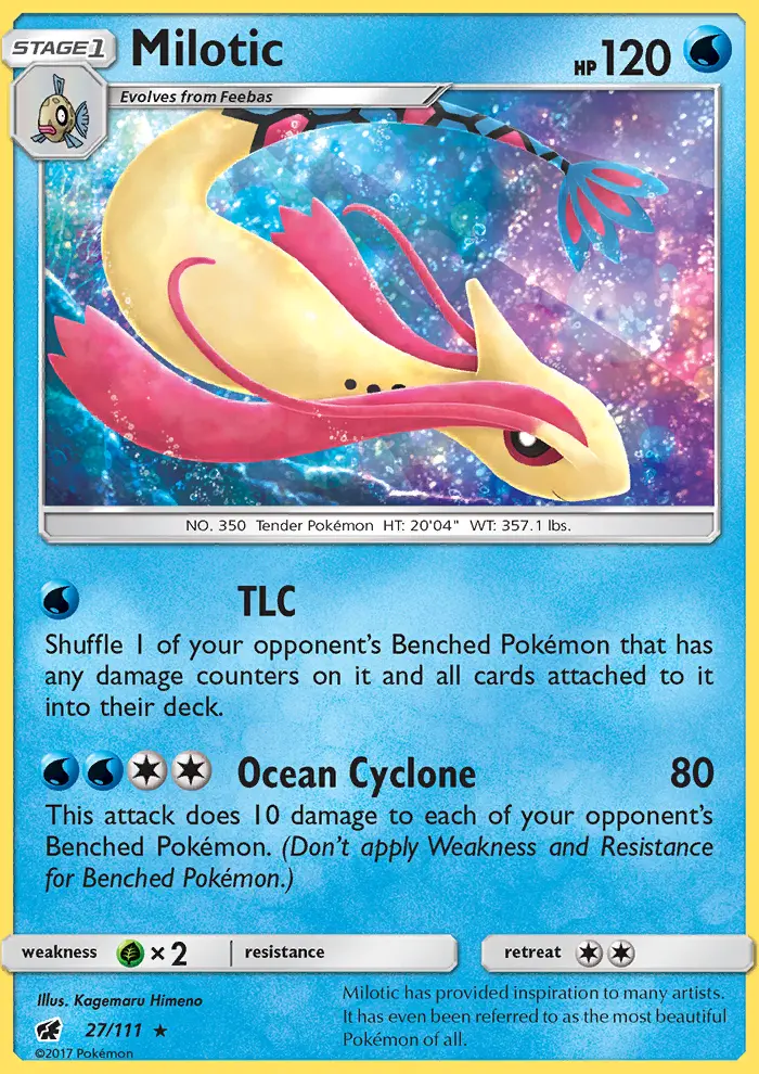 Milotic Rare Pokemon card #27 from Crimson Invasion