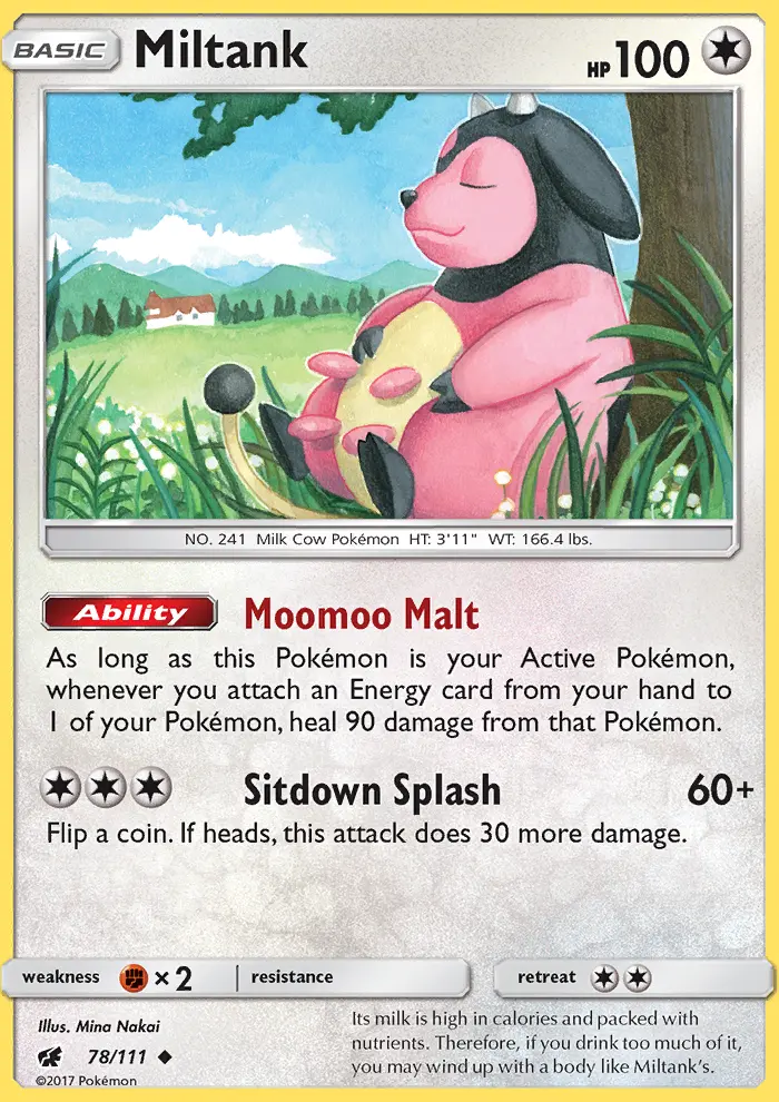 Miltank Uncommon Pokemon card #78 from Crimson Invasion