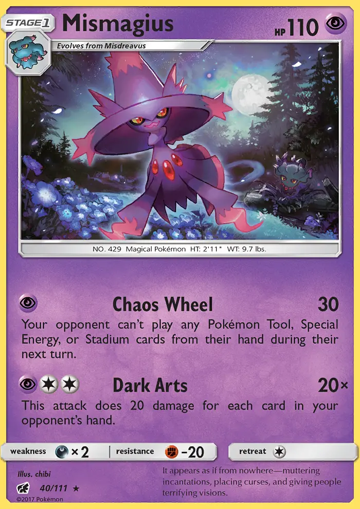 Mismagius Rare Pokemon card #40 from Crimson Invasion