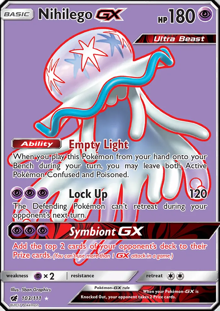 Nihilego GX Ultra Rare Pokemon card #103 from Crimson Invasion