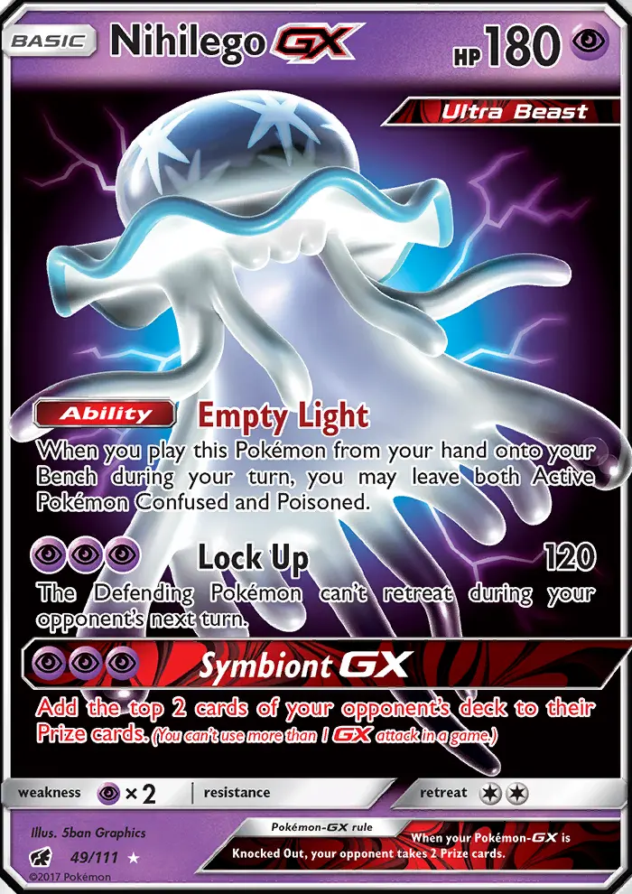 Nihilego GX Ultra Rare Pokemon card #49 from Crimson Invasion