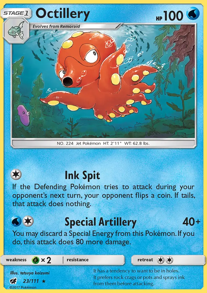 Octillery Rare Pokemon card #23 from Crimson Invasion