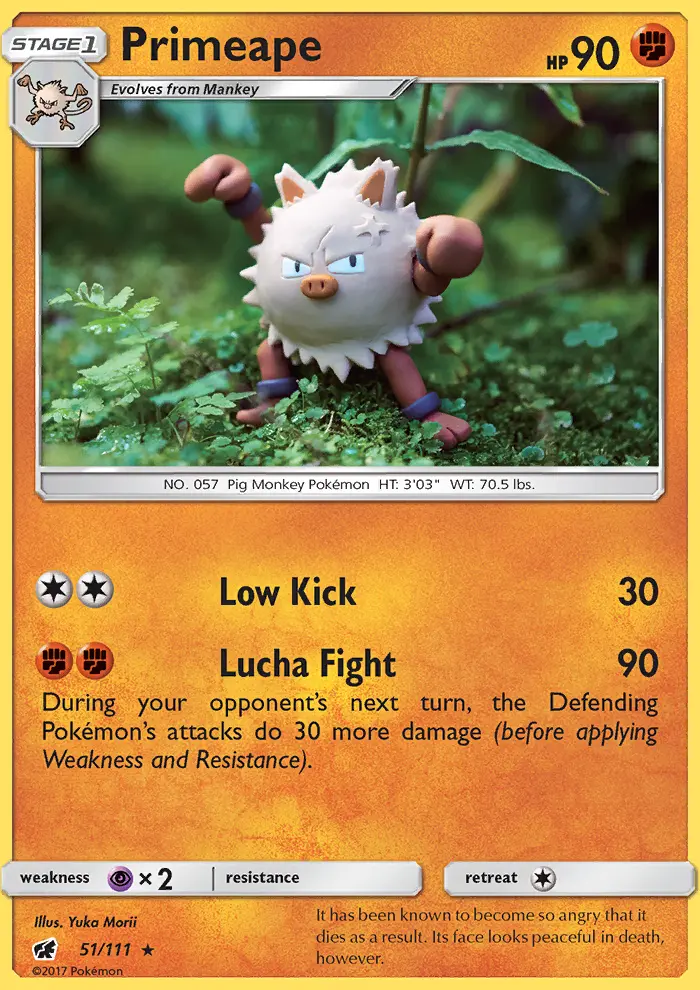 Primeape Rare Pokemon card #51 from Crimson Invasion