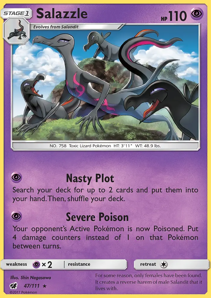 Salazzle Rare Pokemon card #47 from Crimson Invasion
