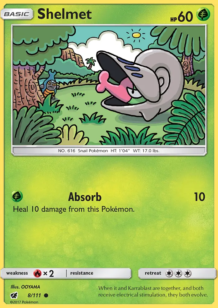 Shelmet Common Pokemon card #8 from Crimson Invasion