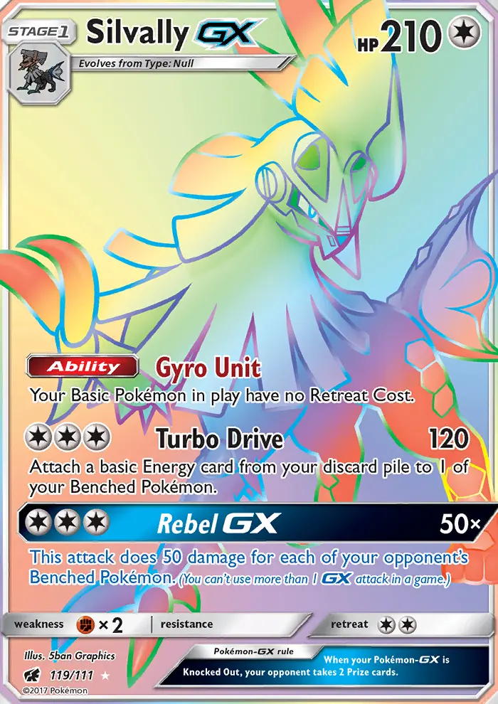 Silvally GX Secret Rare Pokemon card #119 from Crimson Invasion
