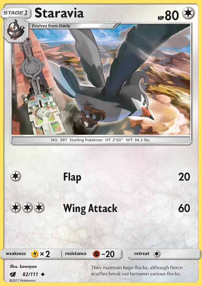 Staravia Uncommon Pokemon card #82 from Crimson Invasion