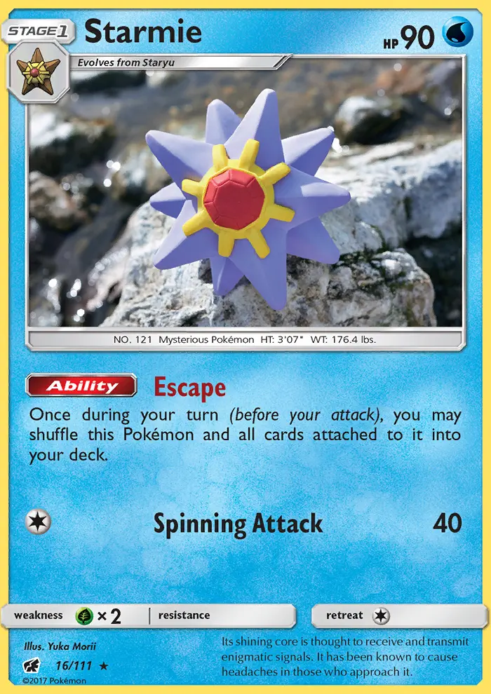 Starmie Rare Pokemon card #16 from Crimson Invasion