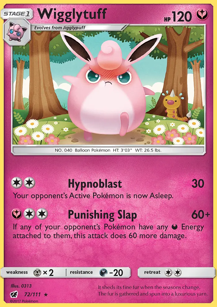 Wigglytuff Rare Pokemon card #72 from Crimson Invasion