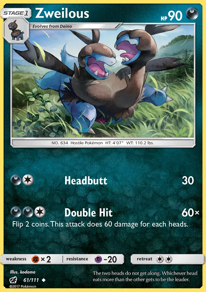 Zweilous Uncommon Pokemon card #61 from Crimson Invasion