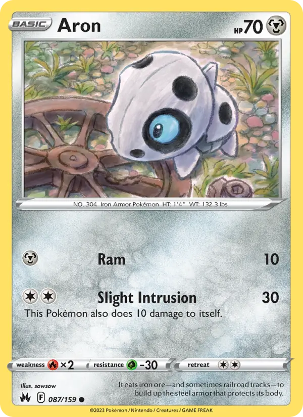 Aron Common Pokemon card #087 from Crown Zenith