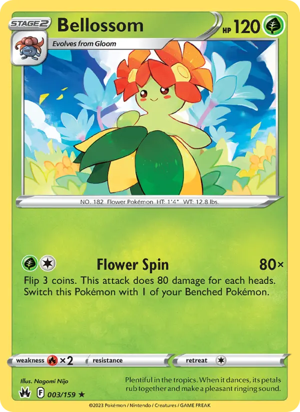 Bellossom Rare Pokemon card #003 from Crown Zenith