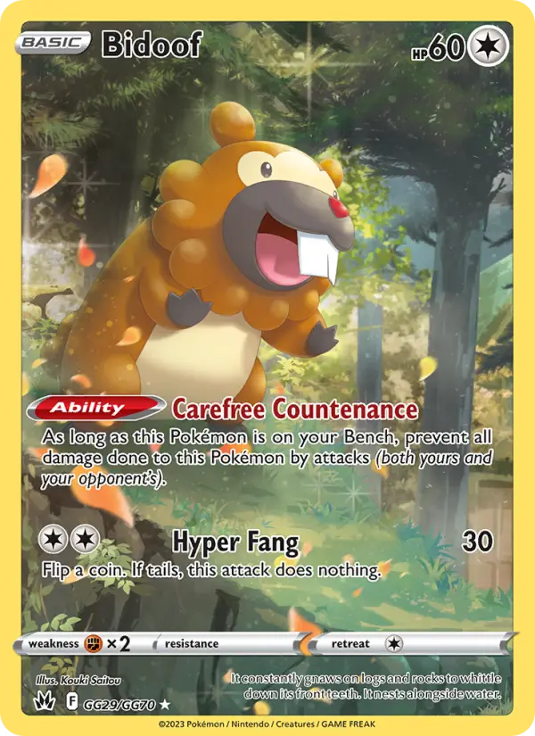 Bidoof Rare Pokemon card #GG29 from Crown Zenith