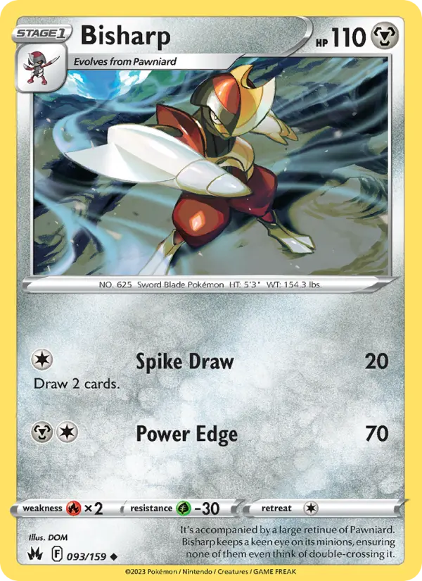 Bisharp Uncommon Pokemon card #093 from Crown Zenith