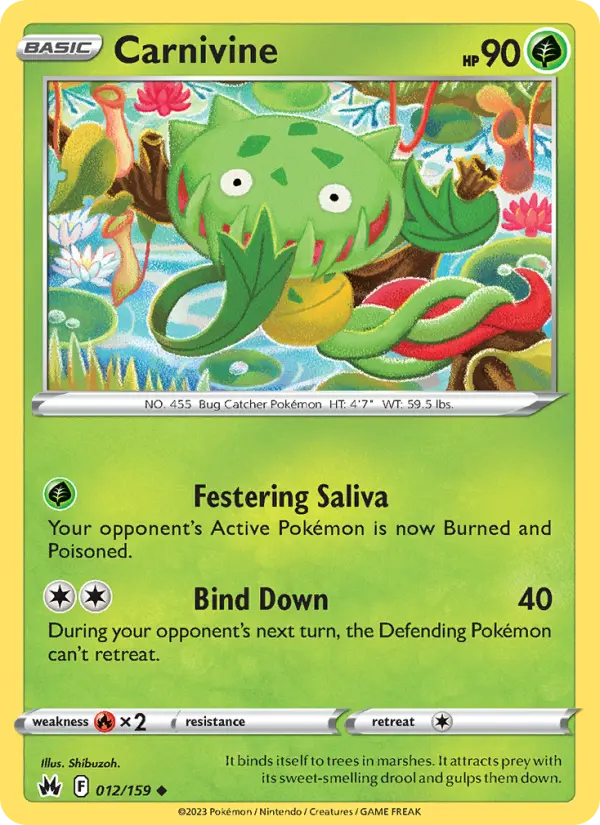 Carnivine Uncommon Pokemon card #012 from Crown Zenith