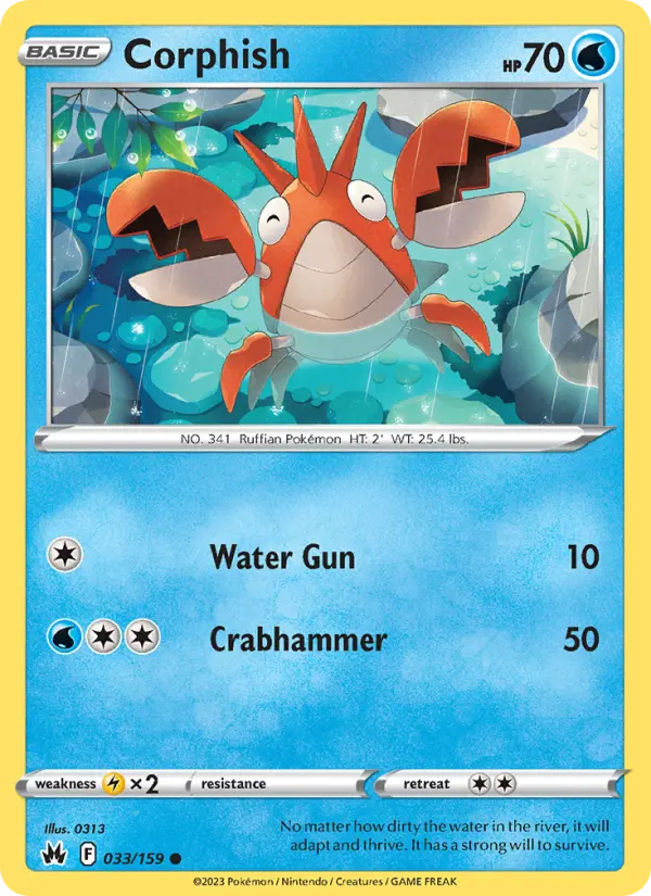 Corphish Common Pokemon card #033 from Crown Zenith