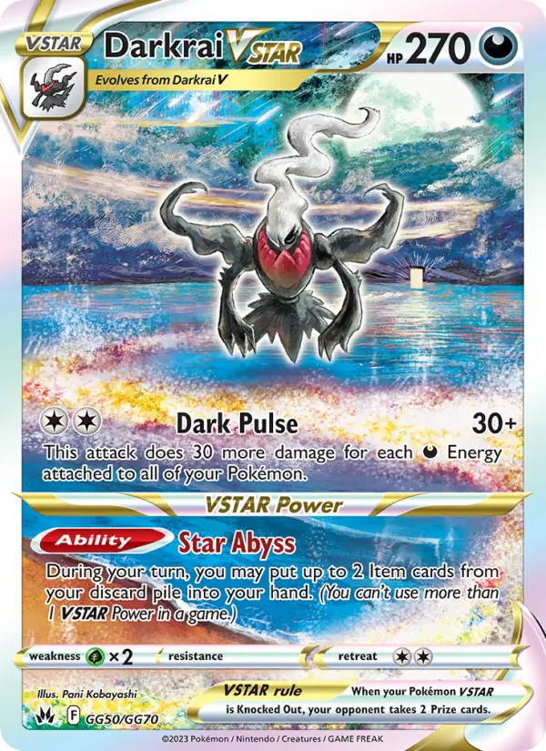 Darkrai VSTAR Ultra Rare Pokemon card #GG50 from Crown Zenith