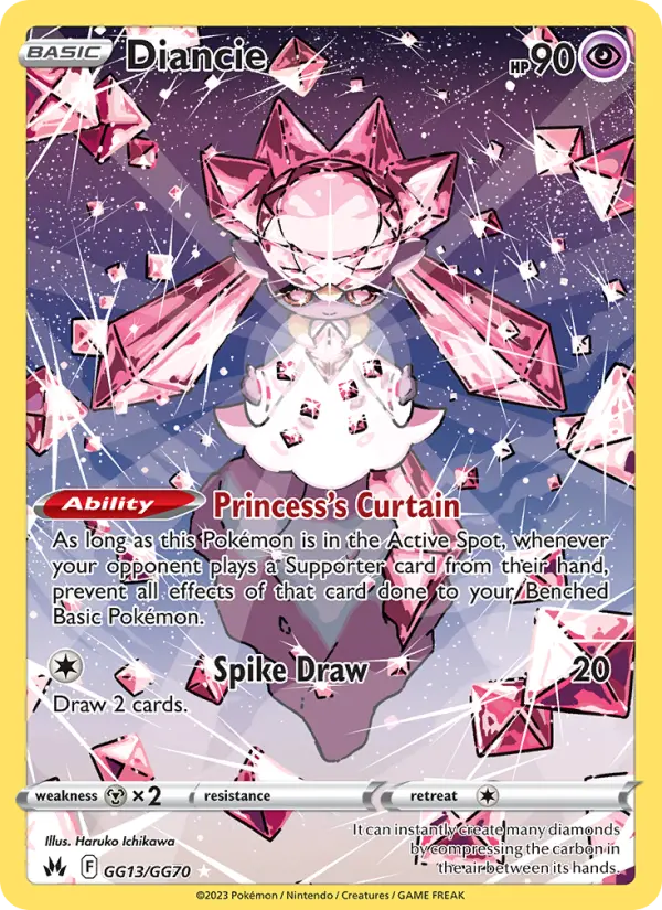 Diancie Rare Pokemon card #GG13 from Crown Zenith
