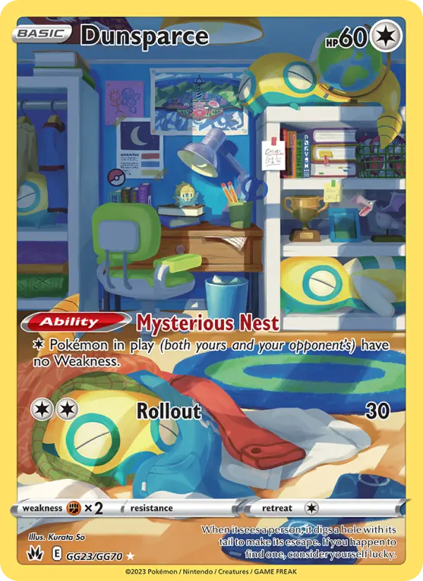 Dunsparce Rare Pokemon card #GG23 from Crown Zenith