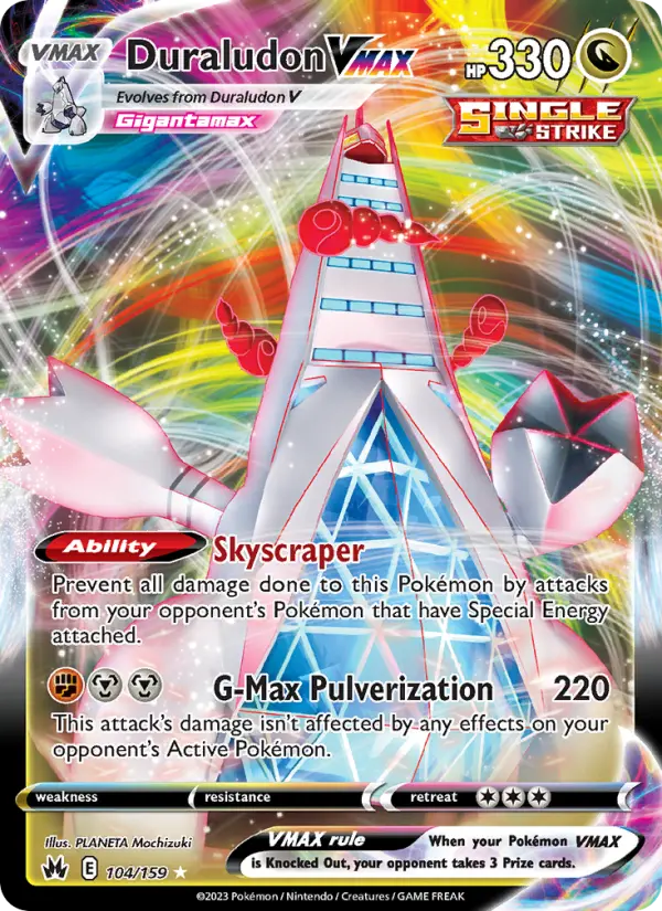 Duraludon VMAX Holo Rare VMAX Pokemon card #104 from Crown Zenith