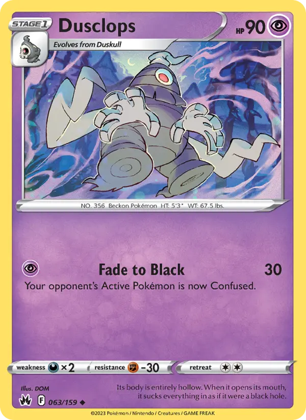 Dusclops Uncommon Pokemon card #063 from Crown Zenith