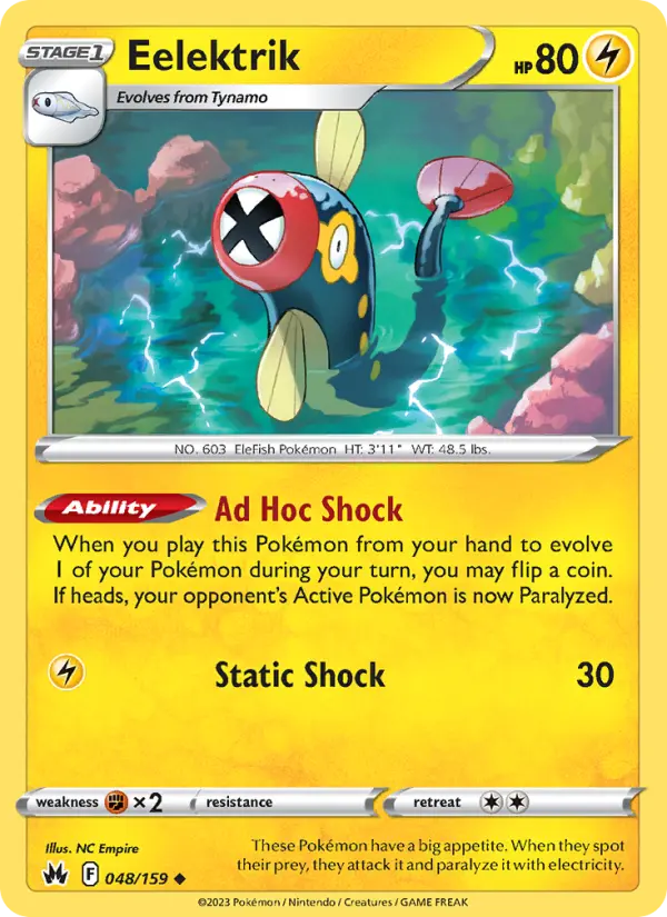 Eelektrik Uncommon Pokemon card #048 from Crown Zenith