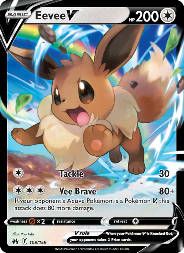 Eevee V Holo Rare V Pokemon card #108 from Crown Zenith
