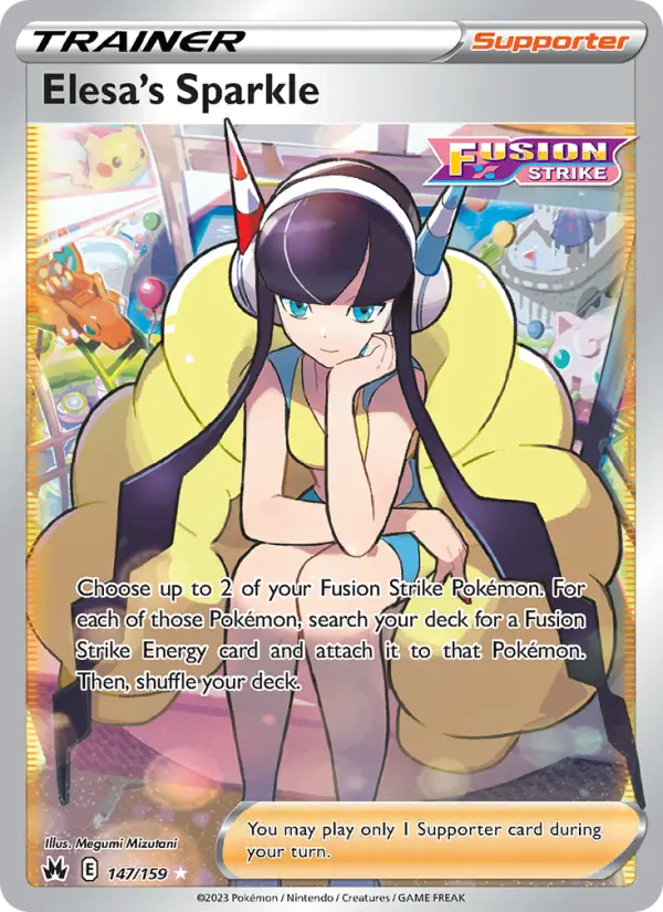 Elesa's Sparkle Ultra Rare Pokemon card #147 from Crown Zenith
