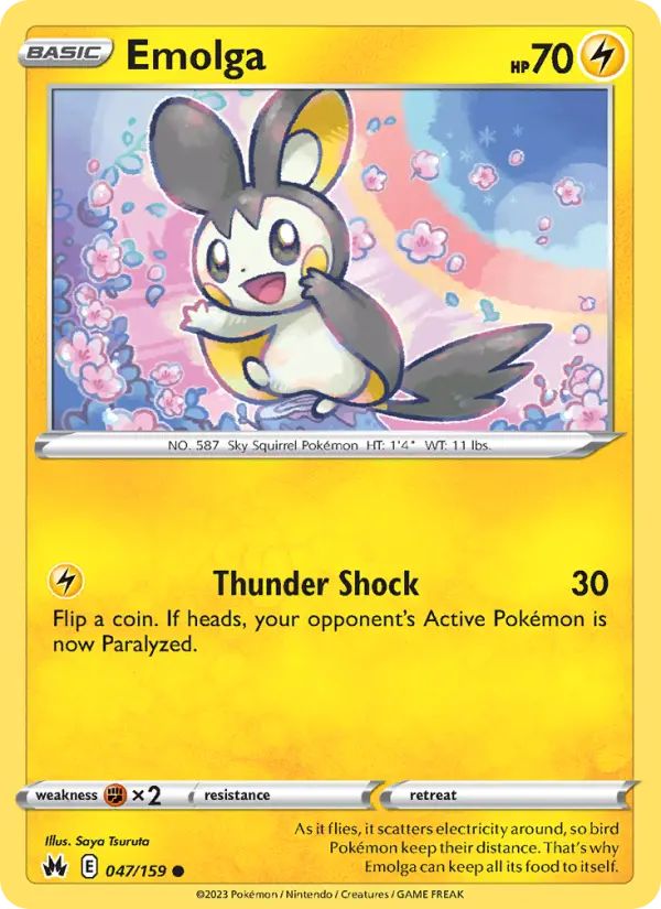 Emolga Common Pokemon card #047 from Crown Zenith