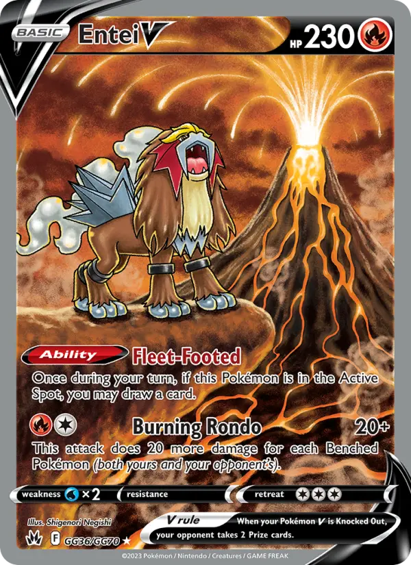 Entei V Ultra Rare Pokemon card #GG36 from Crown Zenith