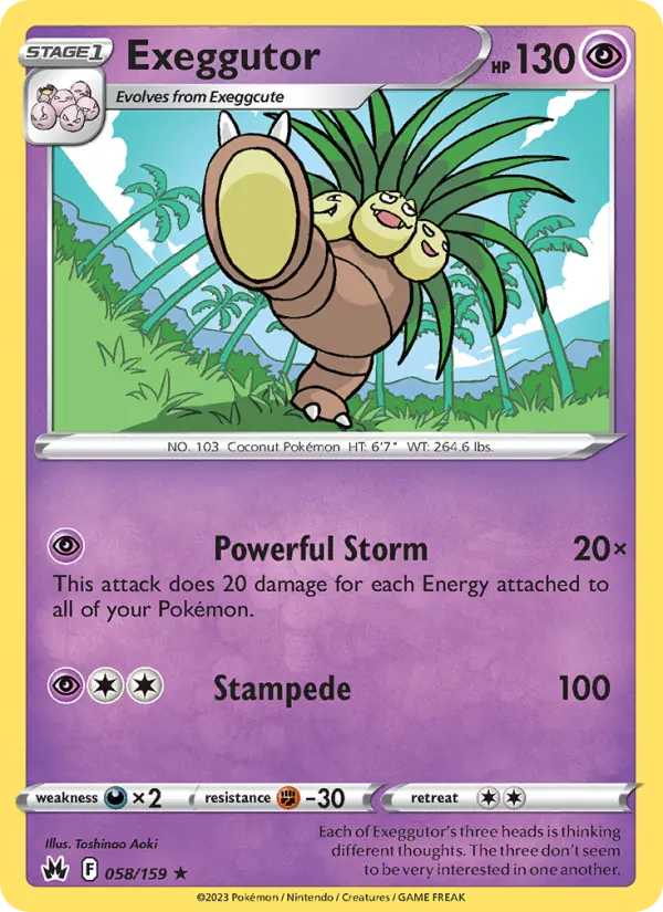 Exeggutor Rare Pokemon card #058 from Crown Zenith