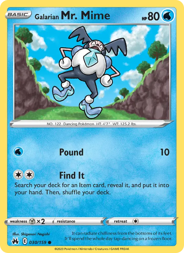 Galarian Mr. Mime Common Pokemon card #030 from Crown Zenith