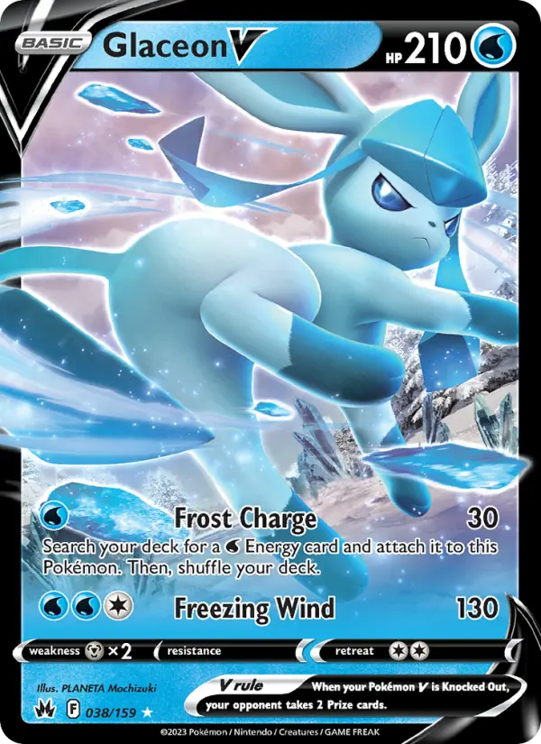 Glaceon V Holo Rare V Pokemon card #038 from Crown Zenith