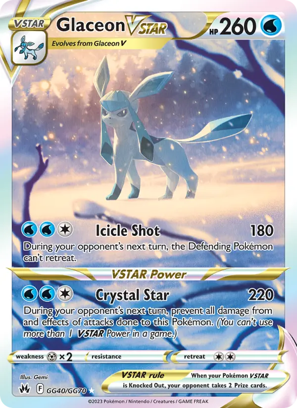Glaceon VSTAR Ultra Rare Pokemon card #GG40 from Crown Zenith